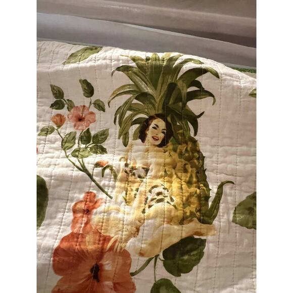 Tommy Bahama Standard Tropical Print Green Orange Pillow Shams Set/2 - Picture 2 of 7